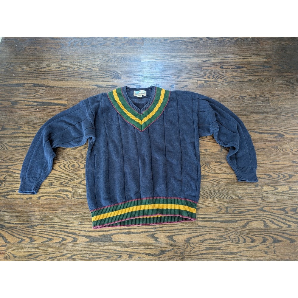 Aeropostale Vintage Polo Rugby 90s Sweater Cable Knit Men's Size Large L Striped